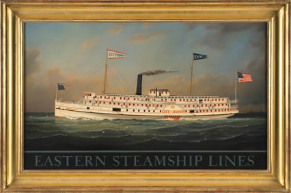 WILLIAM ROBERT DAVIS (Massachusetts, 1952-), The sidewheeler City of Bangor., Oil on canvas, 22" x