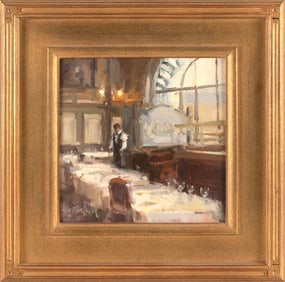 ANNE BLAIR BROWN (Tennessee, Contemporary), "No Rush"., Oil on board, 10" x 10". Framed 16.5" x 17".