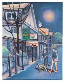 ELISABETH PEARL (Massachusetts, 1945-2024), "After the Parade"., Oil on canvas, 14" x 11". Unframed.