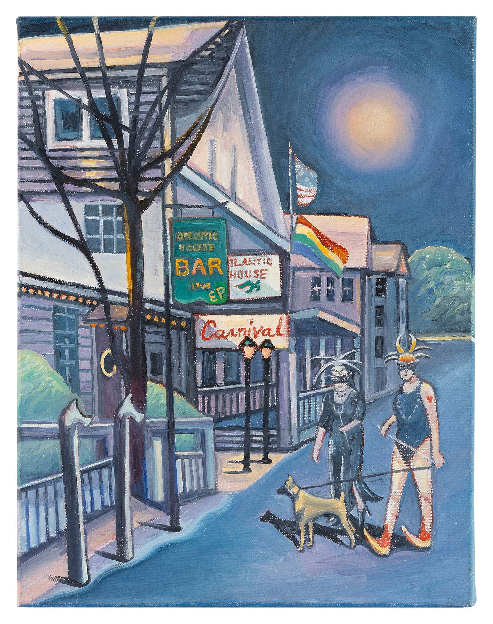 ELISABETH PEARL (Massachusetts, 1945-2024), "After the Parade"., Oil on canvas, 14" x 11". Unframed. (1 of 2)