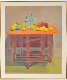 BARNET (BARNEY) RUBENSTEIN (Massachusetts, 1923-2002), Still life of fruit and bottles on a gateleg