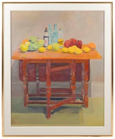 BARNET (BARNEY) RUBENSTEIN (Massachusetts, 1923-2002), Still life of fruit and bottles on a gateleg