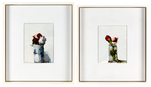 STANLEY BIELEN (Poland/Pennsylvania, 1957-), "Goodwill" and "Spring Mix"., Oils on paper mounted on