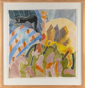 BARBARA STOUGHTON (Massachusetts/North Carolina, 1928-2022), "Summer's Wrath"., White-line woodblock