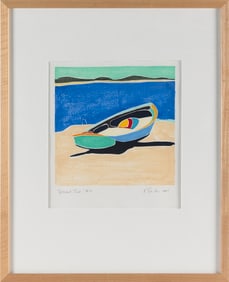 KATHRYN LEE SMITH (Massachusetts, 1953-), "Vessel Two #10"., White-line woodblock print, 11" x 10"