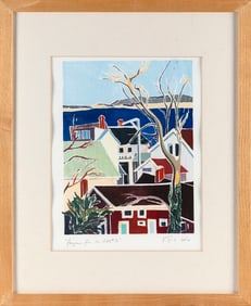 KATHRYN LEE SMITH (Massachusetts, 1953-), "Bayview from the Hill #2"., White-line woodblock print,