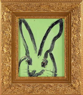 HUNT SLONEM (New York/Louisiana/India, 1951-), Green bunny., Oil on board, 10" x 8". Framed 16" x: HUNT SLONEMNew York/Louisiana/India, 1951-Green bunny. Signed and dated verso "Hunt Slonem 2019". Numbered "EA 01610".Oil on board, 10" x 8". Framed 16" x 14".