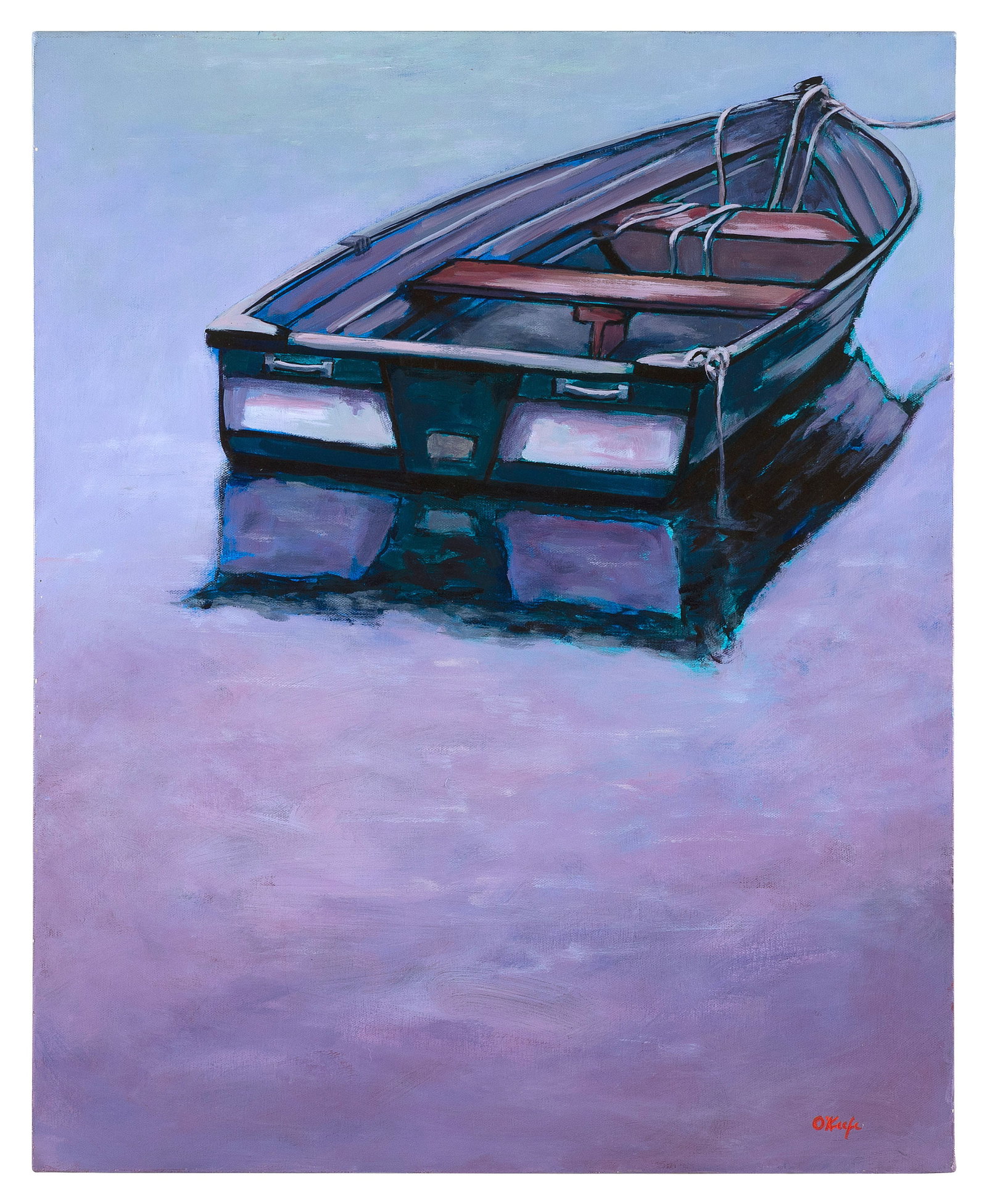 LOU O'KEEFE (America, Contemporary), Dory., Acrylic on canvas, 20" x 24". Unframed.: LOU O'KEEFE America, Contemporary Dory. Signed lower right "O'Keefe". Acrylic on canvas, 20" x 24". Unframed.