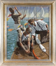 BRUCE (MARK BEARD) SARGEANT (New York/Utah, 1956-), Three sailors., Oil on canvas, 30" x 24". Framed