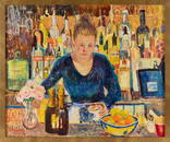 SAM BARBER (Massachusetts/Italy, 1943-), "Scargo Cafe"., Oil on canvas, 30" x 36". Framed 32" x 38".