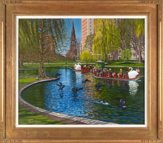 RYAN BLACK (Massachusetts, Contemporary), "Sunday in the Park with Ducks" (Boston Public Garden).,