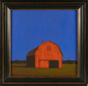 ROBERT CARDINAL (Massachusetts/New York/Canada, 1936-), "Red Barn, Vermont"., Oil on canvas, 18" x