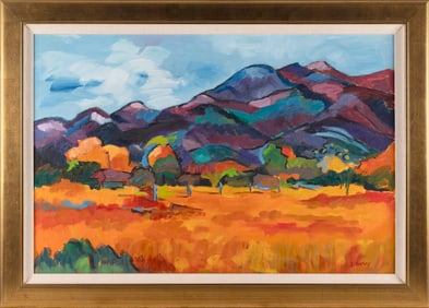 JESSIE MACKAY (Connecticut/North Carolina, 1960-), Colorful mountains., Oil on canvas, 24" x 36".