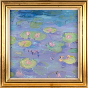 LILLIA FRANTIN (New York/Massachusetts, 1944-), Lily pond., Oil on canvas, 23" x 24". Framed 31" x