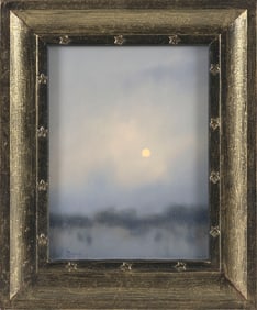 WILLIAM ROBERT DAVIS (Massachusetts, 1952-), "Sun and Dunes"., Oil on panel, 8" x 6". Framed 11" x