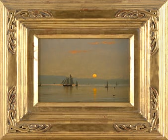WILLIAM ROBERT DAVIS (Massachusetts, 1952-), "Becalmed"., Oil on panel, 5" x 7". Framed 10" x 12".