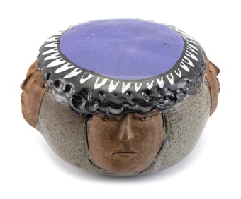 ATTRIBUTED TO AL DAVIS (Provincetown, Massachusetts, Contemporary), Four faces., Glazed and unglazed