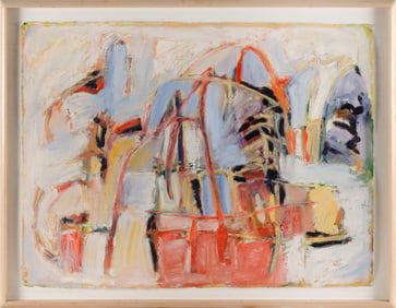 BARBARA E. COHEN (New York/Massachusetts, 1949-), "Glowing Hut"., Oil stick on paper, 23" x 29.5".