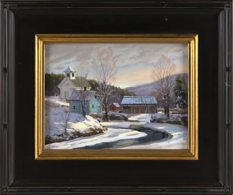 THOMAS ADKINS (Connecticut/Maine, 20th/21st Century), "Waterville Covered Bridge"., Oil on canvas