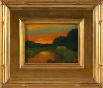 JOE WOJDAKOWSKI (Maine, 1972-), "Luminous Marsh"., Oil board, 6" x 8". Framed 12.5" x 14.5".