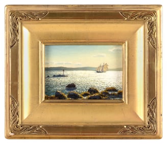 JOSEPH MCGURL (Massachusetts, 1958-), "Glittering Sea"., Oil on panel, 5" x 7". Framed 11.5" x