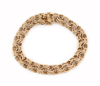 14KT YELLOW GOLD FANCY DOUBLE LINK BRACELET Approx. 16.9 total dwt.