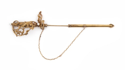 14KT YELLOW GOLD SWORD PIN Approx. 4.8 total dwt.