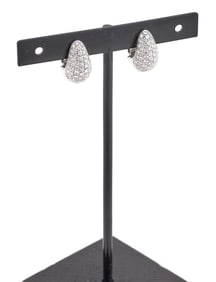 PAIR OF 18KT WHITE GOLD AND DIAMOND EARRINGS Approx. 7.0 total dwt.
