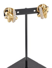 PAIR OF 14KT YELLOW GOLD AND DIAMOND EARRINGS Approx. 16.5 total dwt.