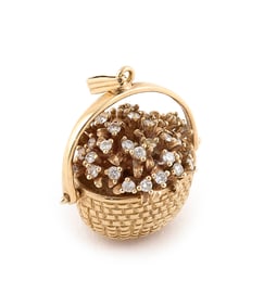 14KT YELLOW GOLD AND DIAMOND BASKET PENDANT Approx. 10.86 total dwt.