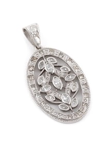 CUSTOM 14KT WHITE GOLD AND DIAMOND PENDANT Approx. 6.4 total dwt.