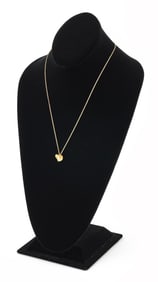 TIFFANY & CO. 24KT YELLOW GOLD AND DIAMOND HEART PENDANT ON 14KT YELLOW GOLD CHAIN Approx. 5.4 total