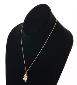 14KT YELLOW GOLD NUGGET PENDANT ON CHAIN Nugget approx. 5.8 dwt., Chain approx. 1.6 dwt.