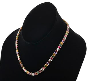 18KT YELLOW GOLD MULTISTONE NECKLACE Approx. 23.8 total dwt.