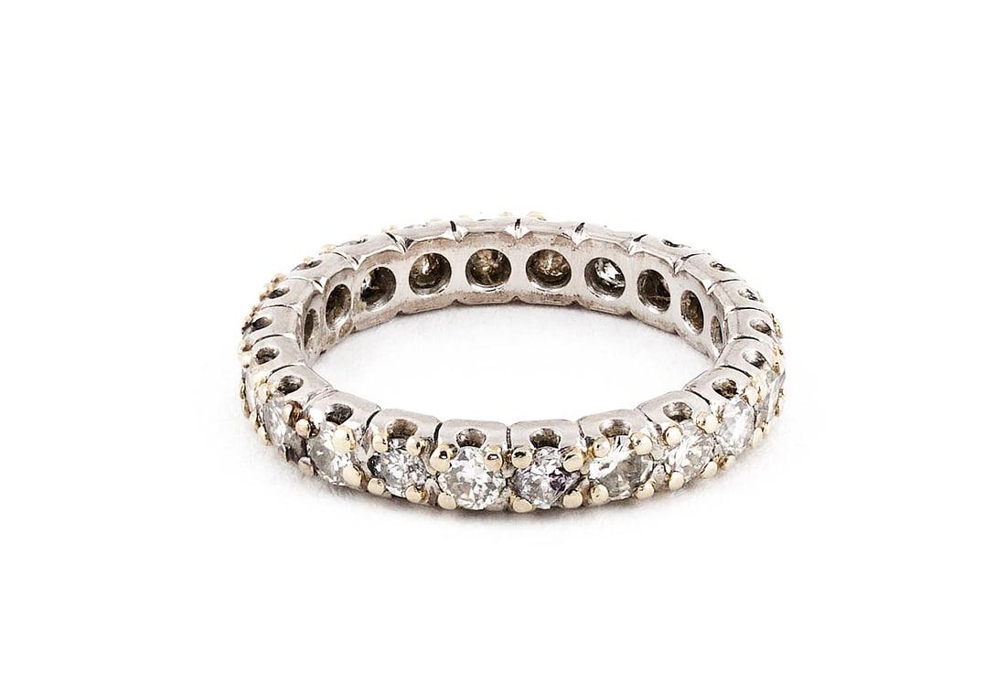 14KT WHITE GOLD AND DIAMOND ETERNITY RING Approx. 3.2 total dwt. (1 of 2)