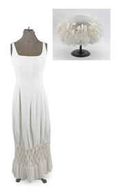 SONIA SPECIALE WHITE DRESS AND KOKIN FEATHER HAT