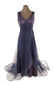 MEL & ME BLUE FLOOR LENGTH DRESS Dress length 54". Waist approx. 29.5".