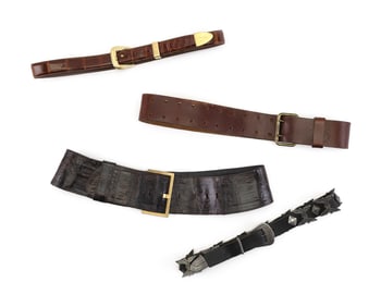 FOUR AMERICAN LEATHER BELTS 20th/21st Century Lengths from 33" to 38".