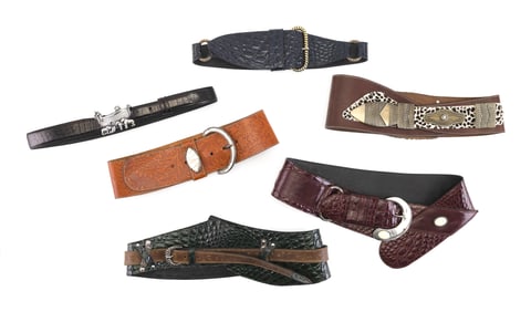 SIX GENUINE ITALIAN LEATHER BELTS 20/21st Century Lengths from 32" to 36".