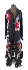 KEITA MARUYAMA OVERSIZED WOOL CARDIGAN Length including fringe approx. 60".