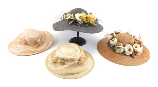 FOUR STRAW HATS 20th/21st Century Rim diameters from 16.25" to 18.5".
