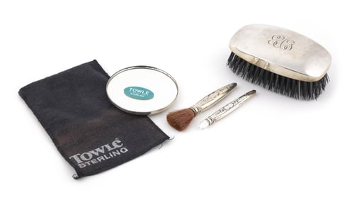 FOUR-PIECE STERLING SILVER VANITY SET