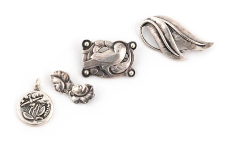 FOUR PIECES OF GEORG JENSEN STERLING SILVER JEWELRY Approx. 12.92 total dwt.
