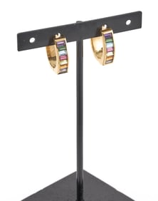 PAIR OF 18KT YELLOW GOLD AND MULTI-STONE EARRINGS Approx. 6.0 total dwt.