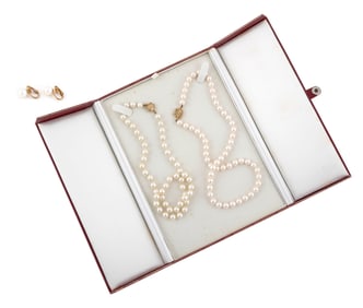 14KT YELLOW GOLD AND CULTURED PEARL JEWELRY