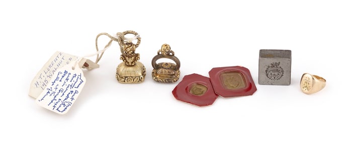 GROUP OF MEN'S 14KT SIGNET JEWELRY Ring approx. 8.2 dwt., Stamps approx. 30.4 dwt.