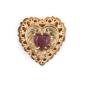 14KT YELLOW GOLD AND AMETHYST PIN/LOCKET Approx. 5.1 grams