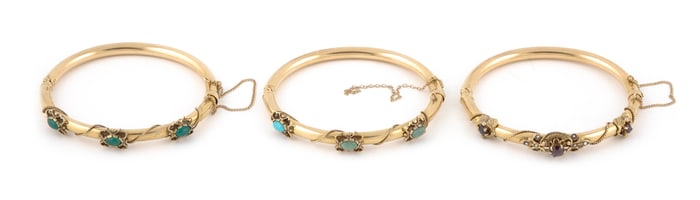 SET OF THREE 14KT YELLOW GOLD INDIAN WEDDING BRACELETS Approx. 27.5 total dwt.