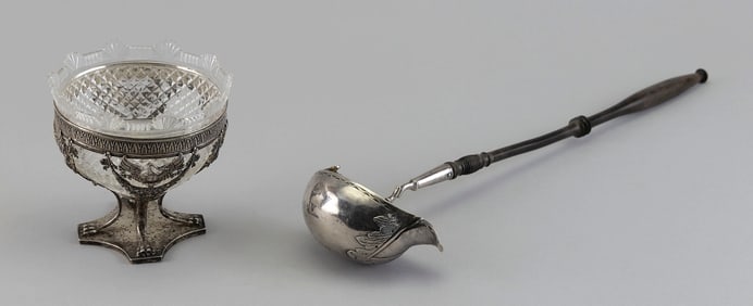TWO PIECES OF CONTINENTAL STERLING SILVER 18th/19th Century Approx. 8.1 troy oz. inclusive of wood