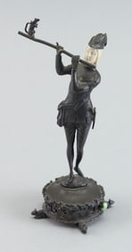 GERMAN STERLING SILVER CABINET FIGURE OF THE PIED PIPER Late 19th Century Approx. 5.0 troy oz.